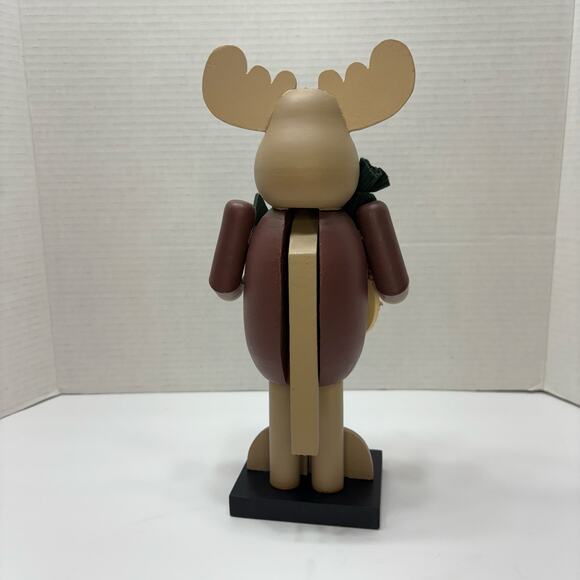 Wood Reindeer Nutcracker w/ Snowman & Tree Signed 2001 Folk Art Christmas Décor - Picture 4 of 8